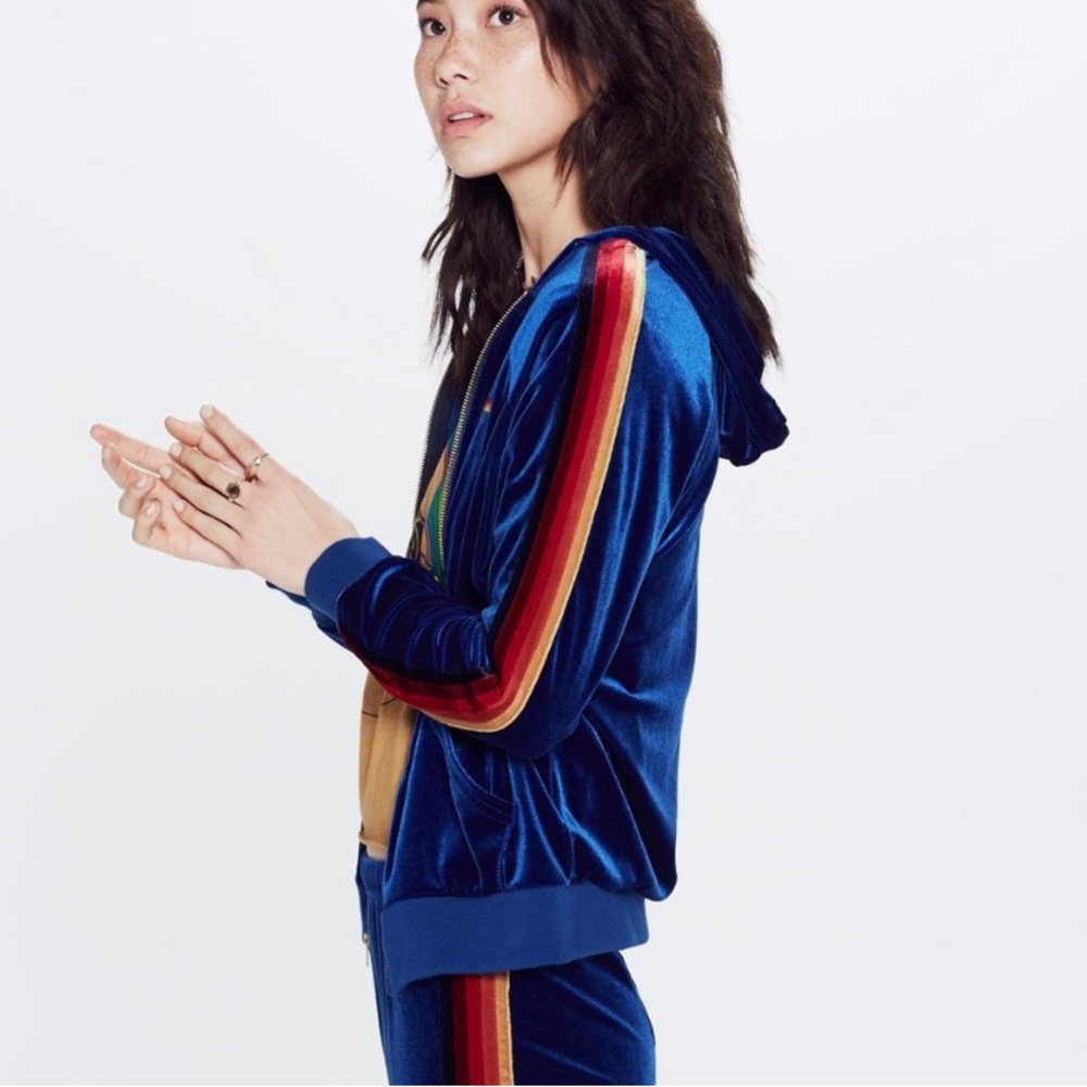 Aviator Nation Blue Velvet zip up hoodie